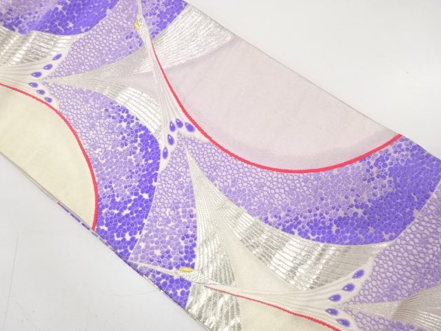 JAPANESE KIMONO / ANTIQUE FUKURO OBI / SILK / WOVEN CRANE